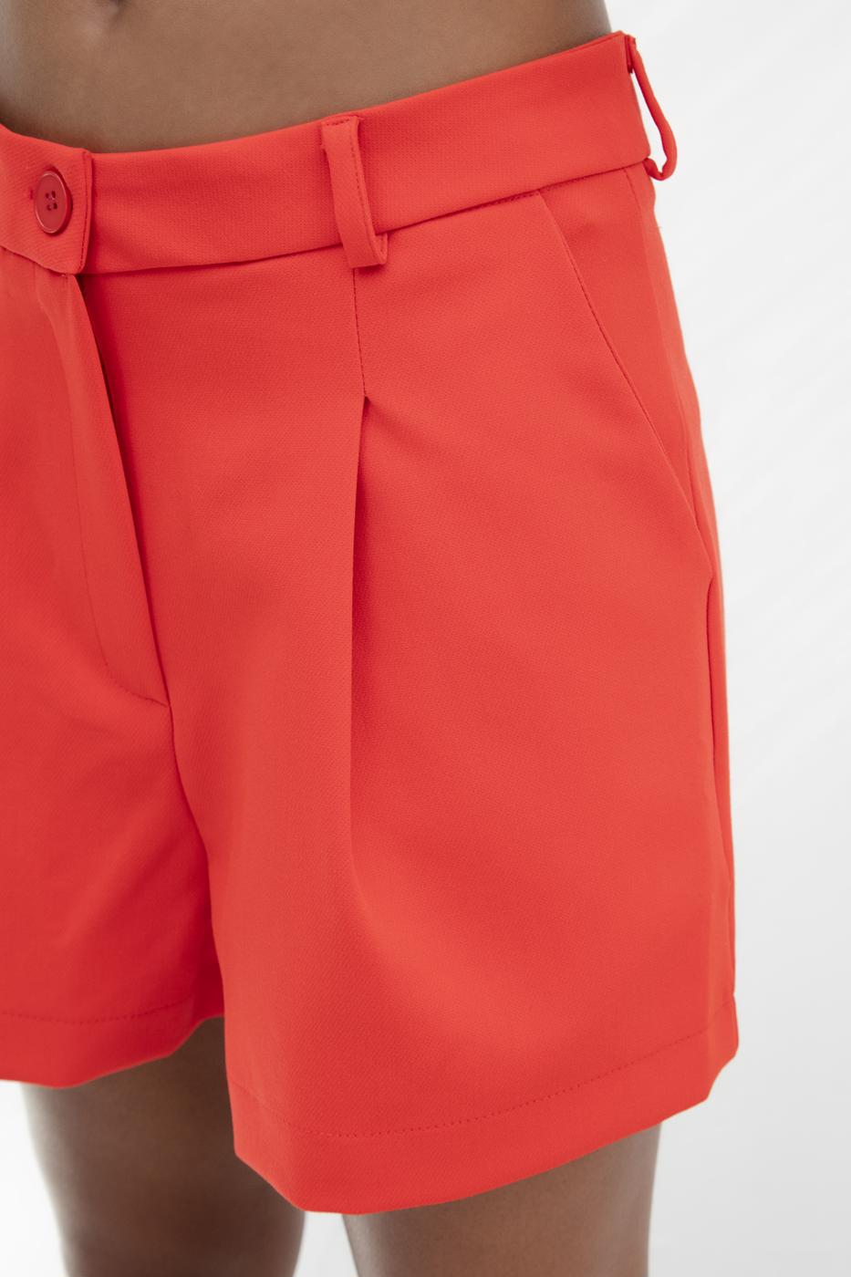 Pleated Mini Shorts Red