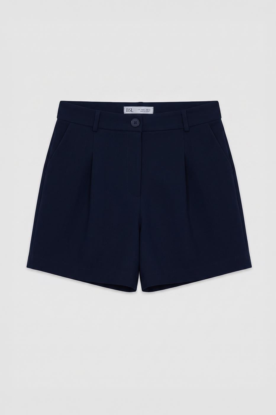 Pleated Mini Shorts Navy