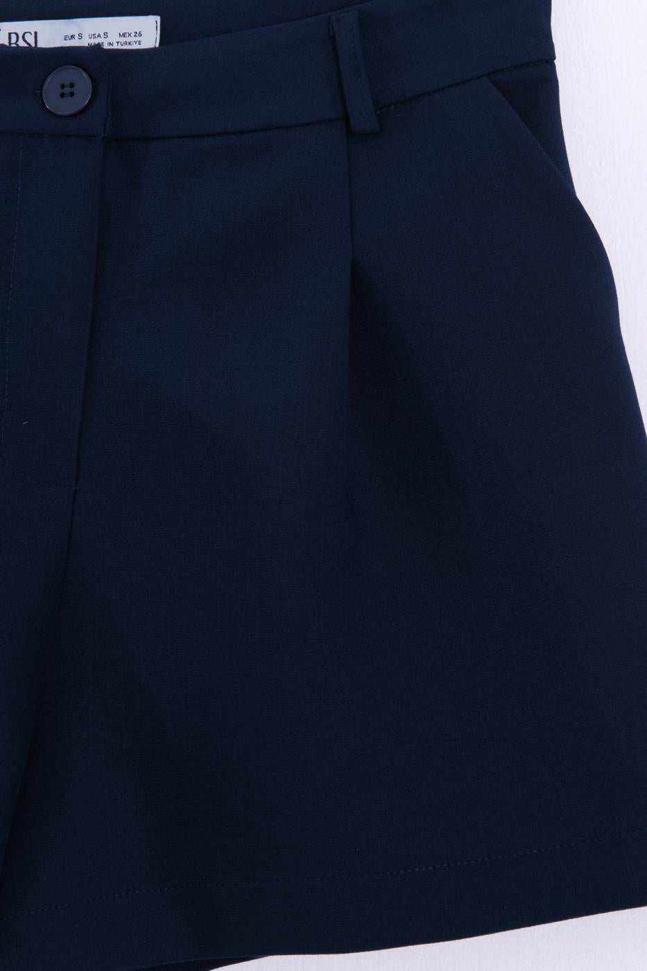 Pleated Mini Shorts Navy
