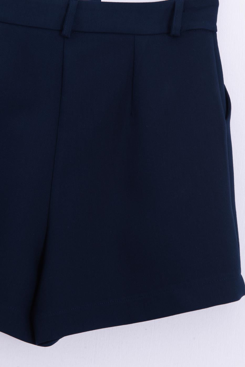 Pleated Mini Shorts Navy