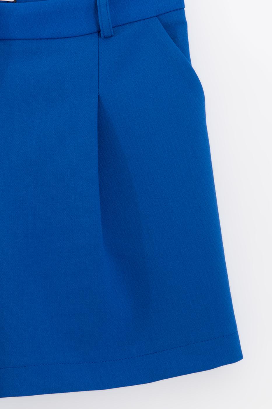 Pleated Mini Shorts Sax blue