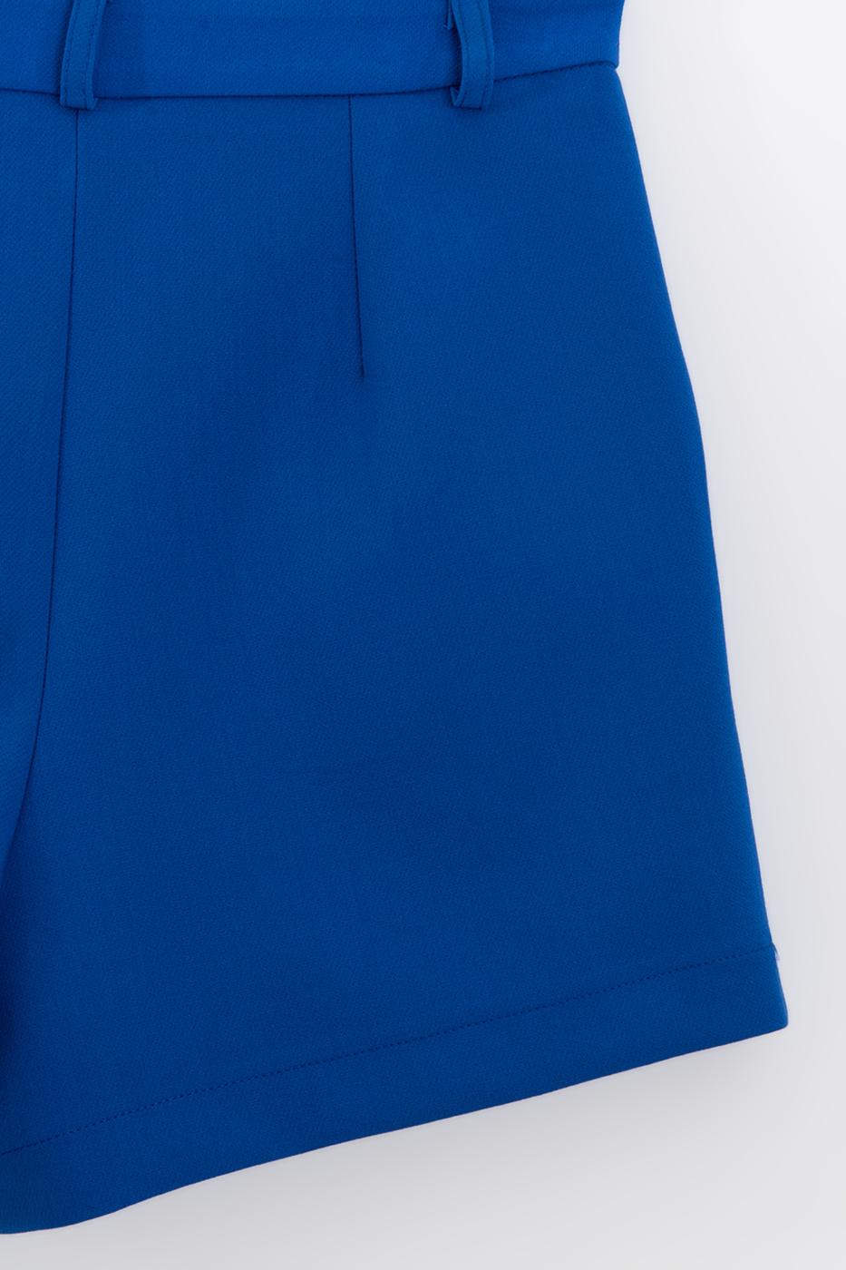 Pleated Mini Shorts Sax blue