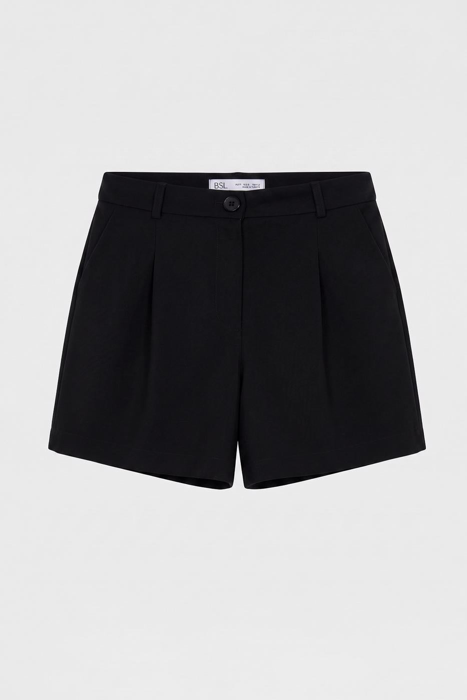 Pleated Mini Shorts Black