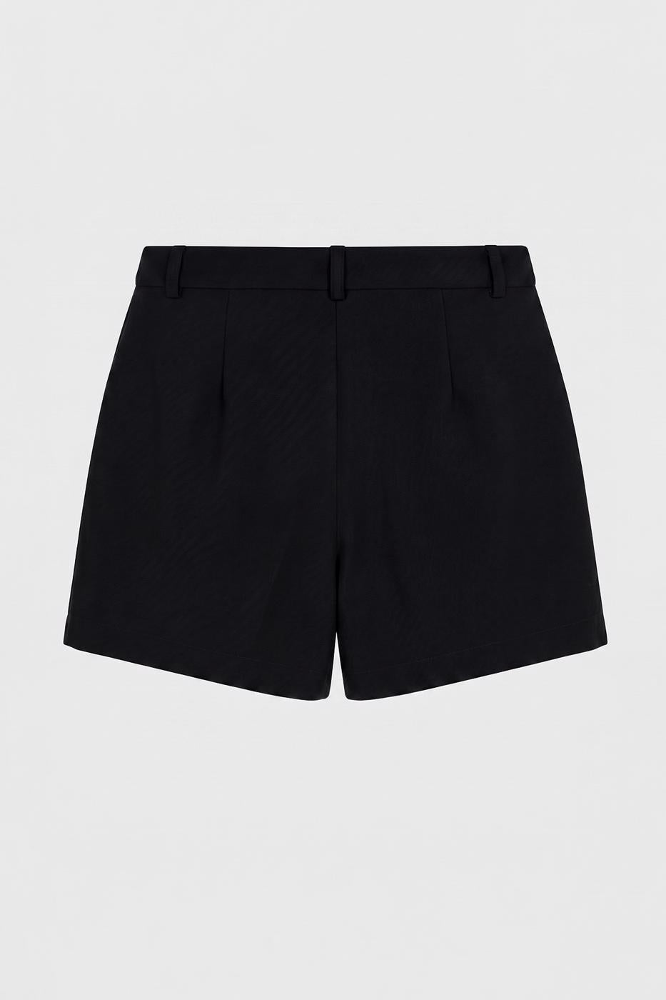 Pleated Mini Shorts Black