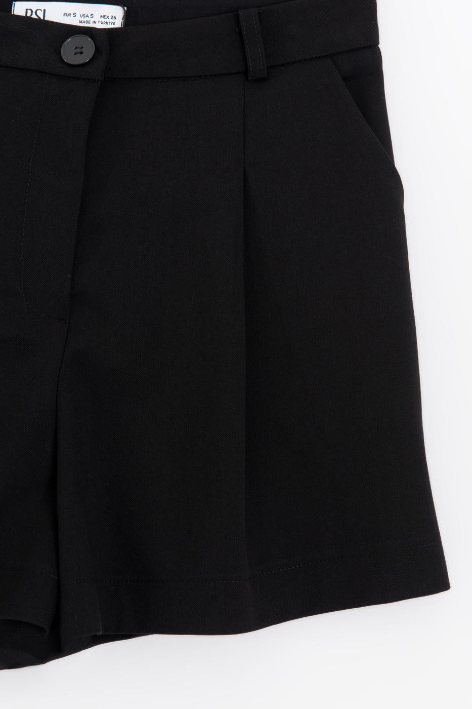 Pleated Mini Shorts Black