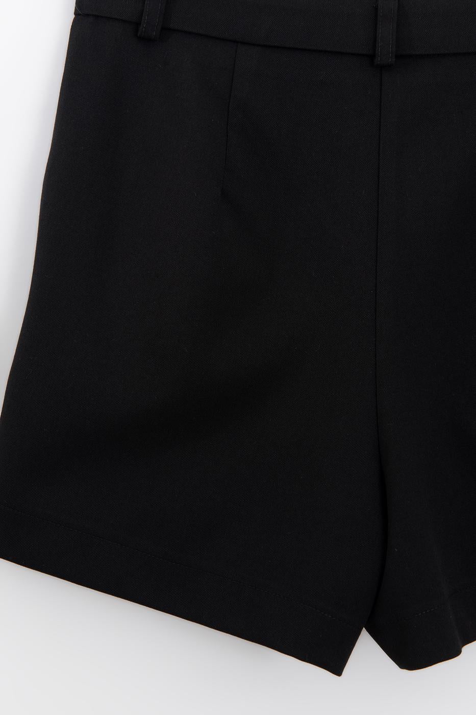 Pleated Mini Shorts Black