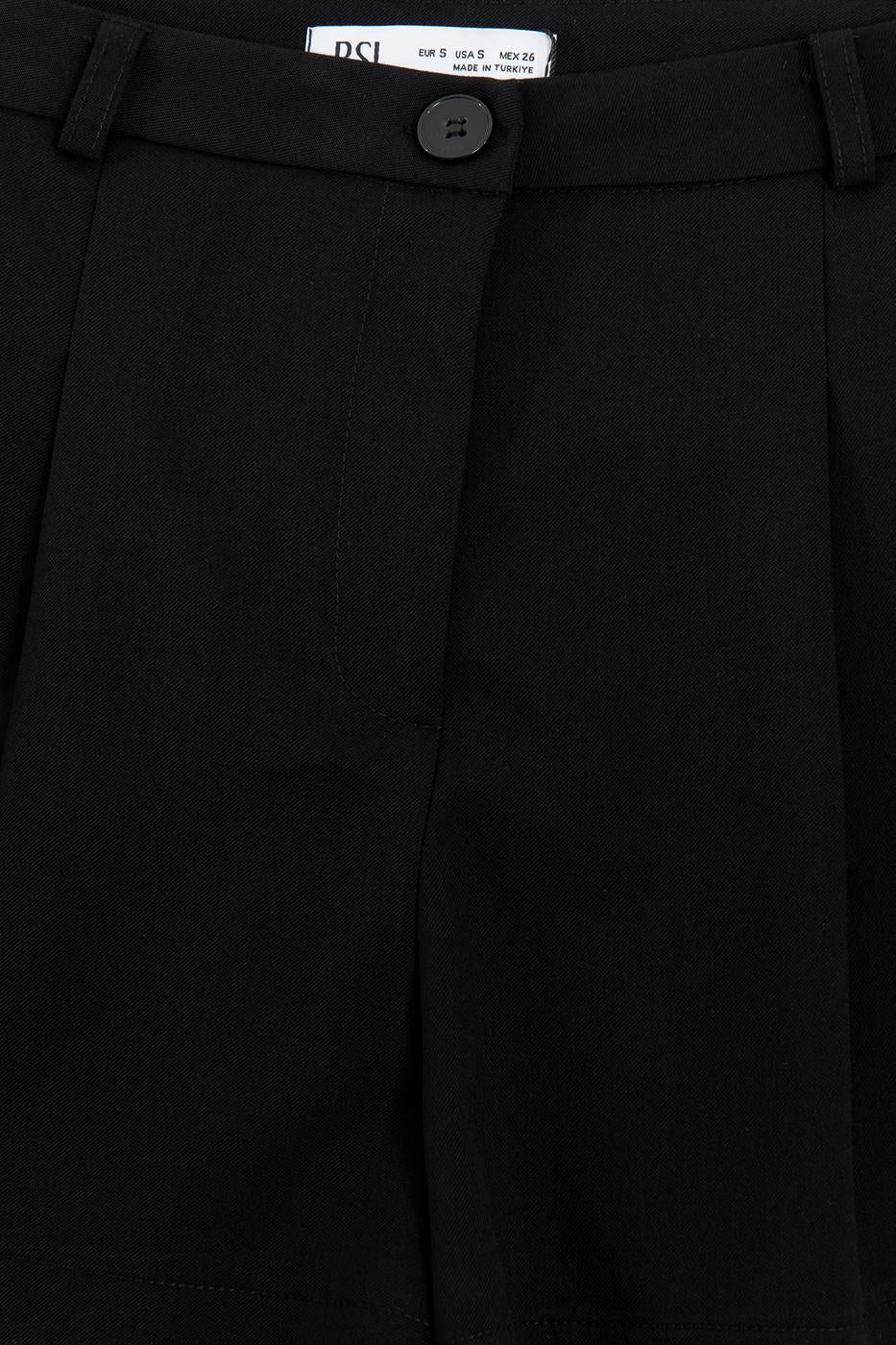 Pleated Mini Shorts Black