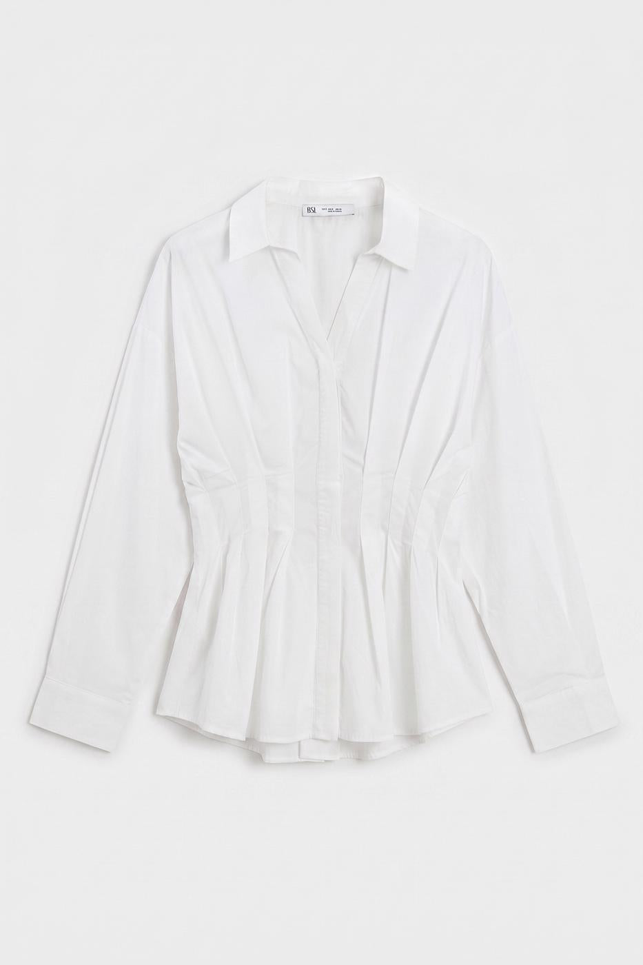 Pleated Poplin Shirt White