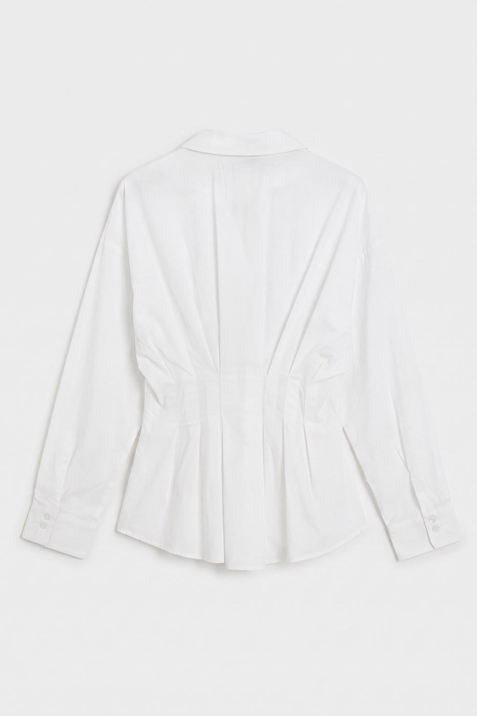 Pleated Poplin Shirt White