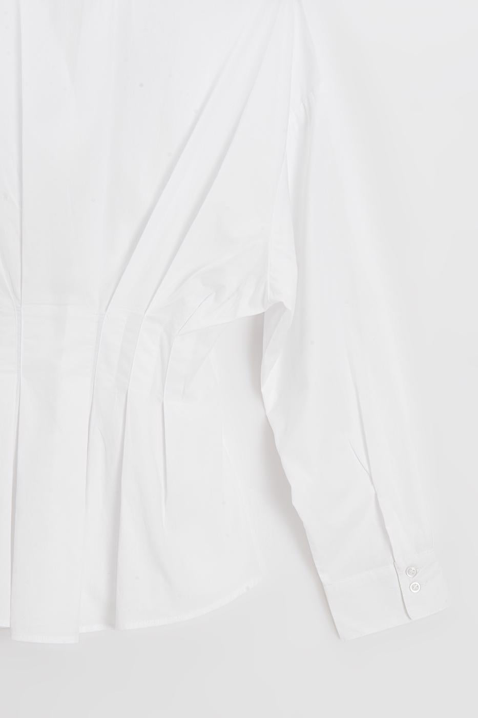 Pleated Poplin Shirt White