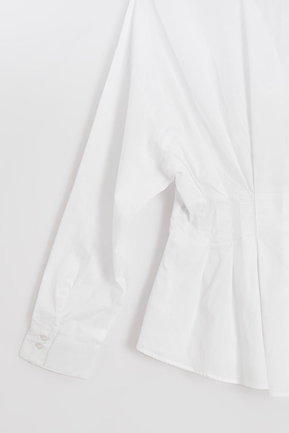 Pleated Poplin Shirt White