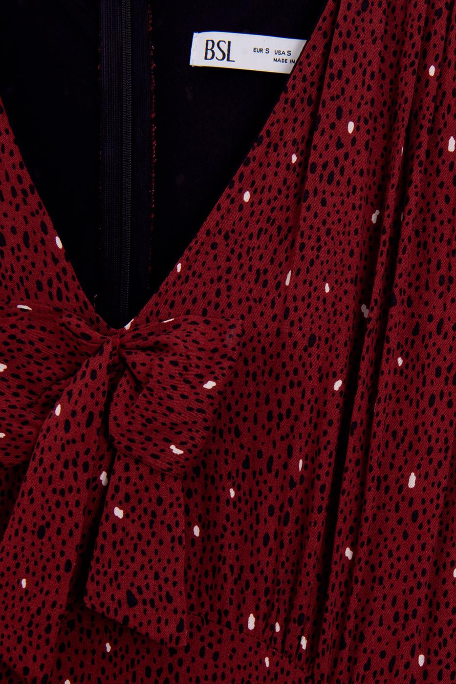 Pleated Midi Dress Burgundy