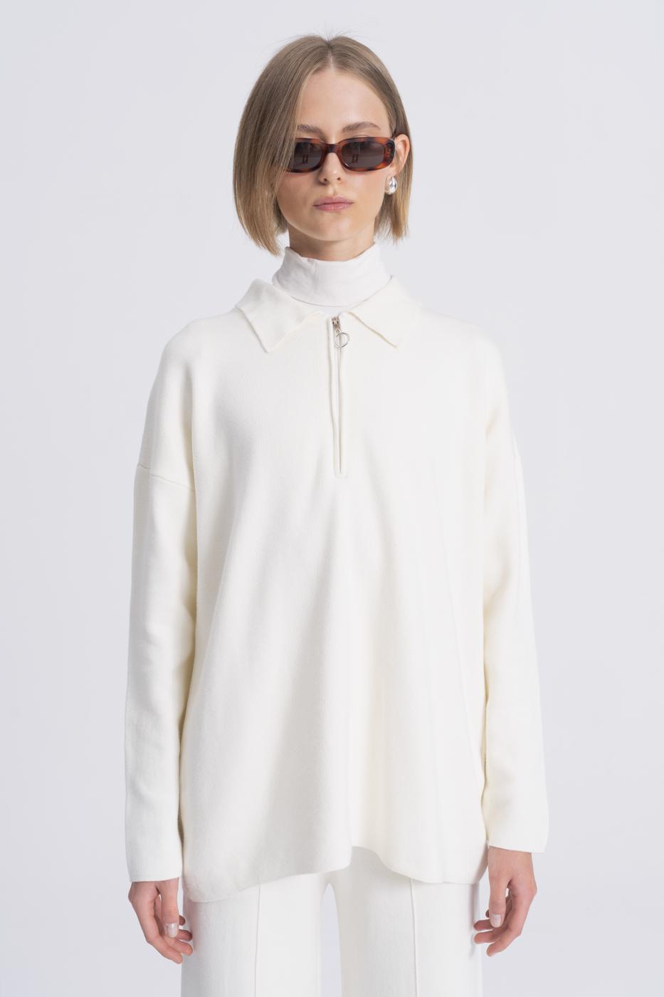Balıkçı Yaka Oversize Triko Kazak