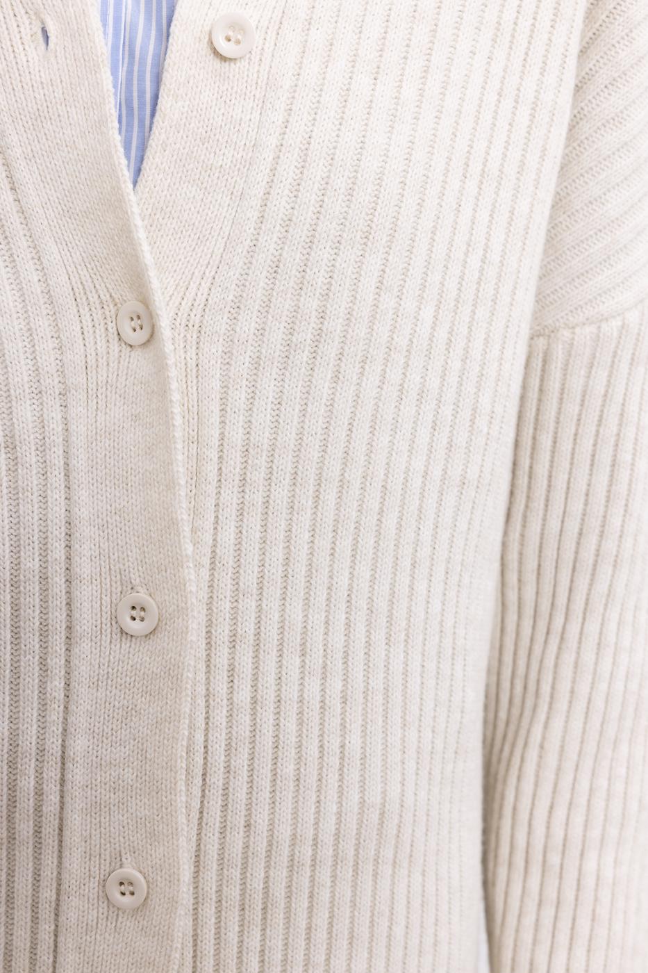 Polo Neck Knitwear Cardigan Stone