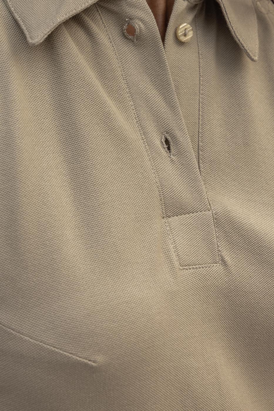 Polo Collar Maxi Pique Dress Khaki