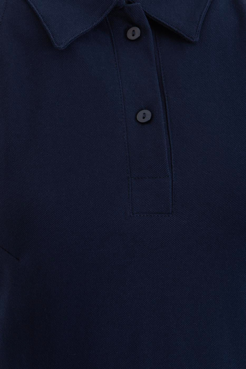 Polo Collar Maxi Pique Dress Navy