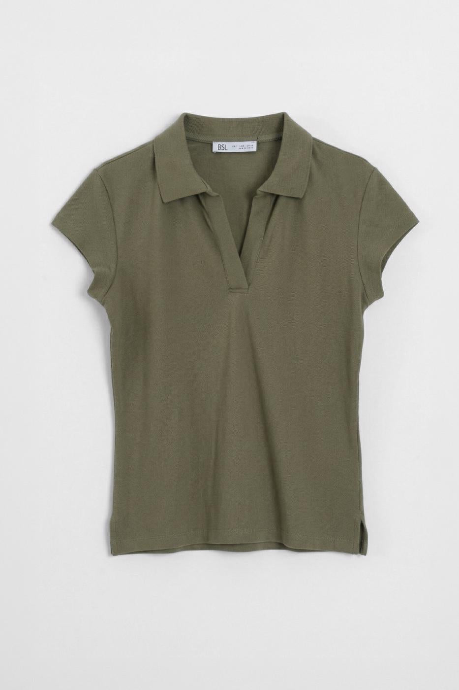 Polo Collar Piqué T-shirt Khaki