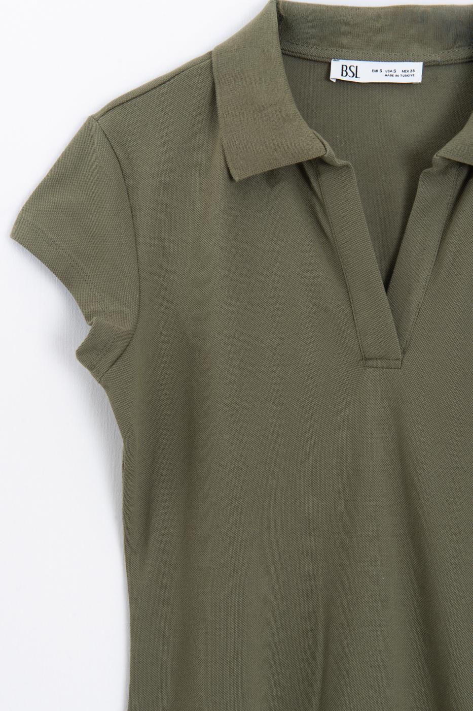 Polo Collar Piqué T-shirt Khaki