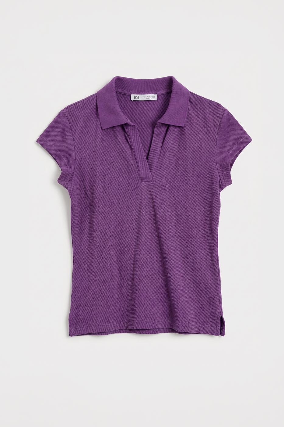 Polo Collar Piqué T-shirt Purple