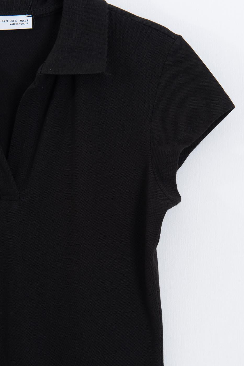 Polo Collar Piqué T-shirt Black