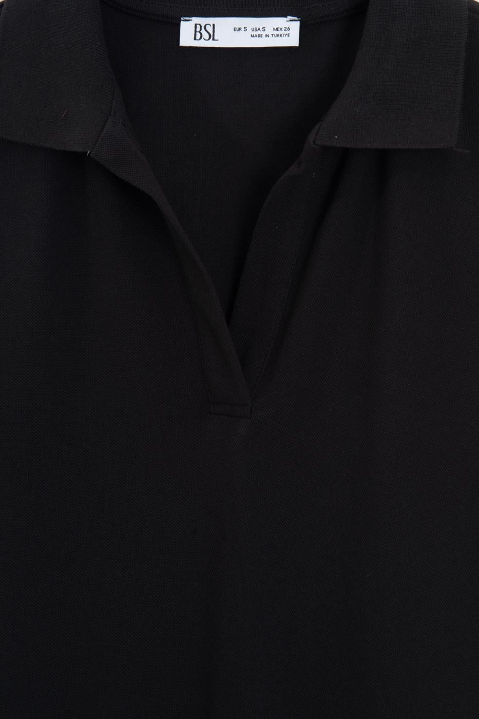 Polo Collar Piqué T-shirt Black