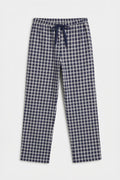 Gingham Cotton Trousers Navy