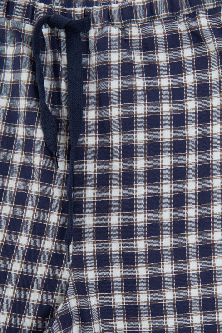 Gingham Cotton Trousers Navy