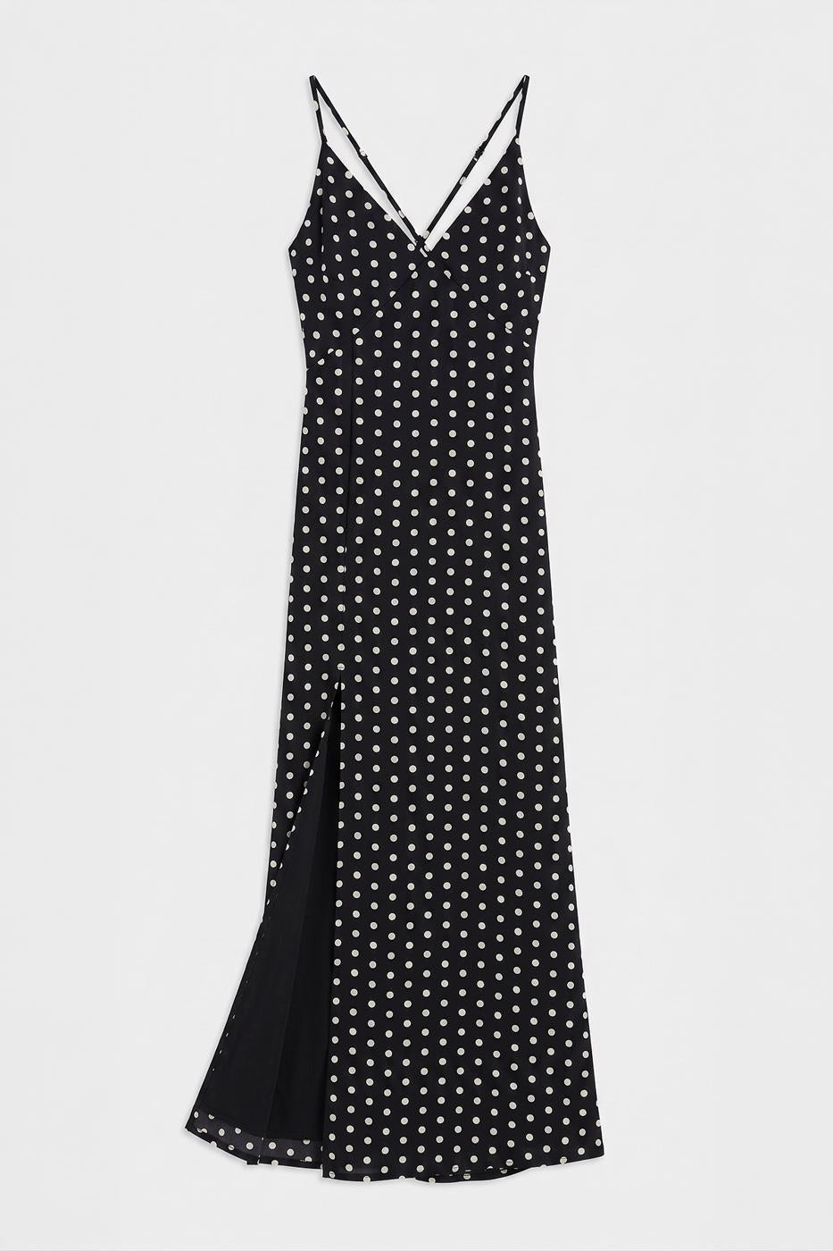 Polka Dot Strappy Maxi Dress