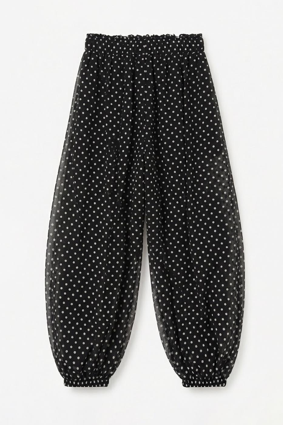 Polka Dot Harem Pants Black