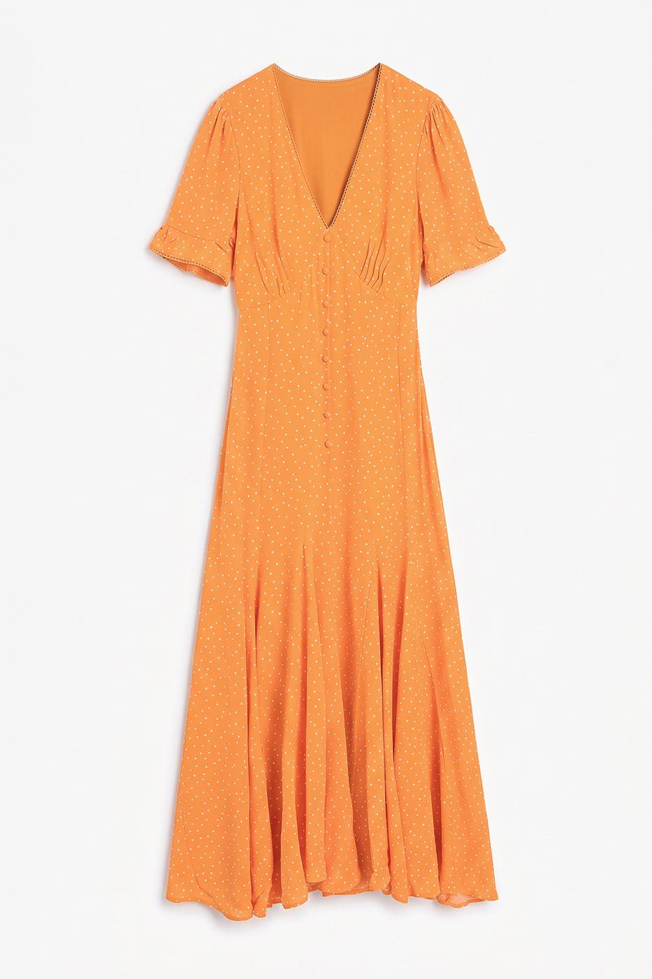 Polka Dot Ruffled Midi Dress Mıxed