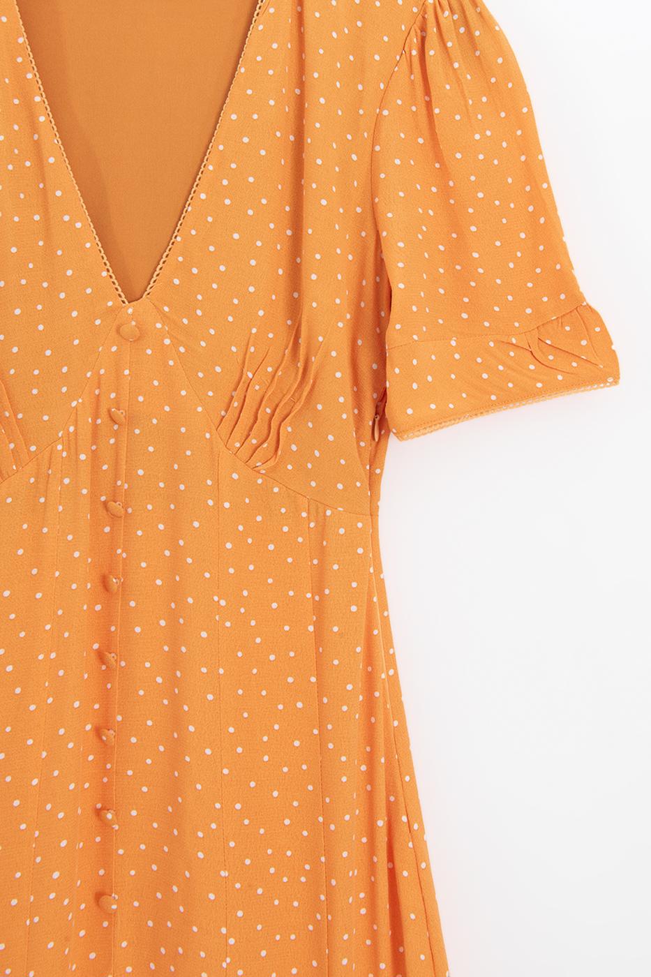 Polka Dot Ruffled Midi Dress Mıxed