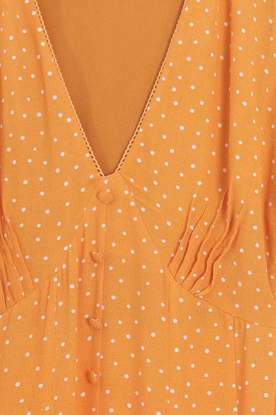 Polka Dot Ruffled Midi Dress Mıxed
