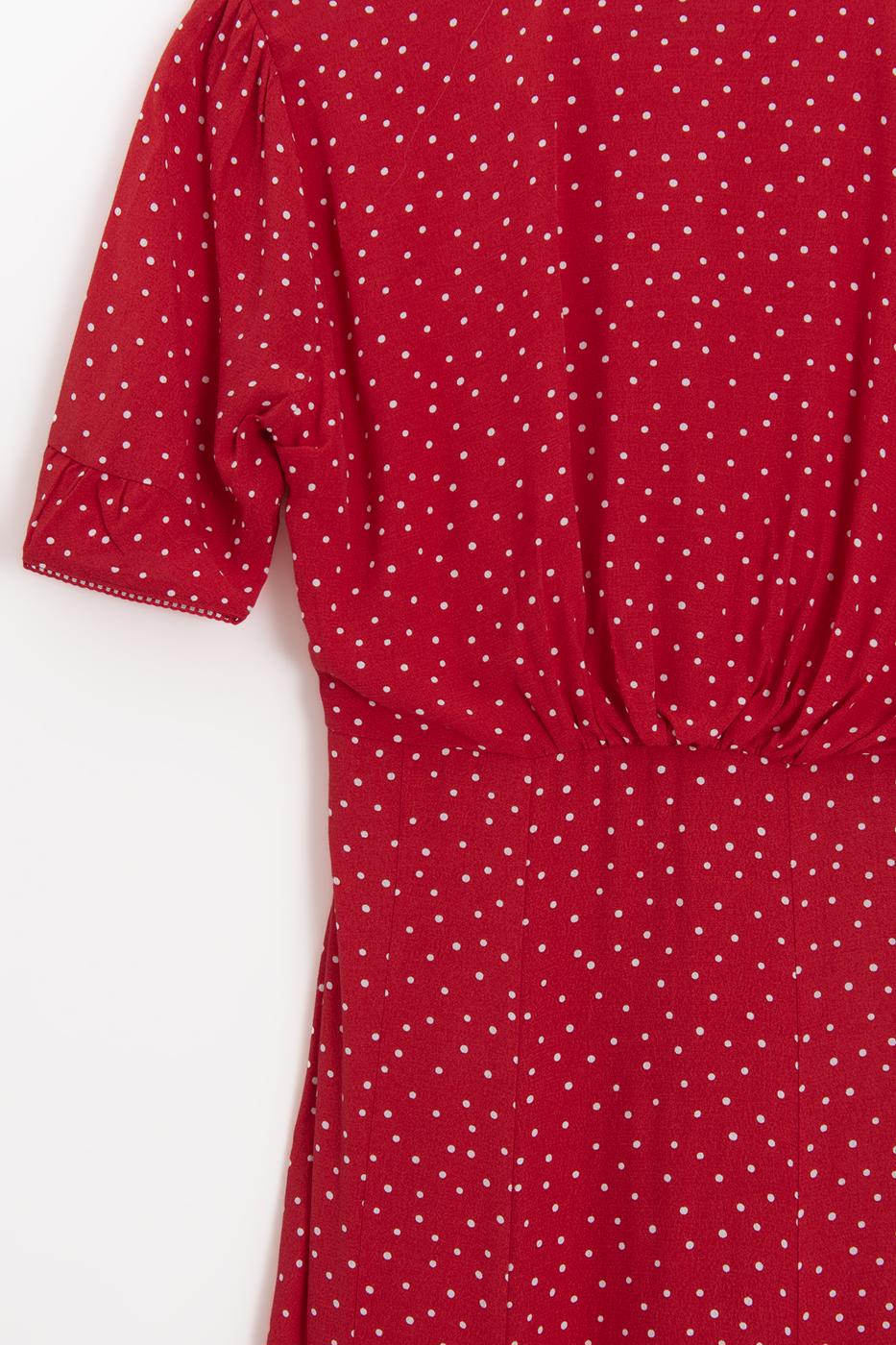 Polka Dot Ruffled Midi Dress Red polka dots