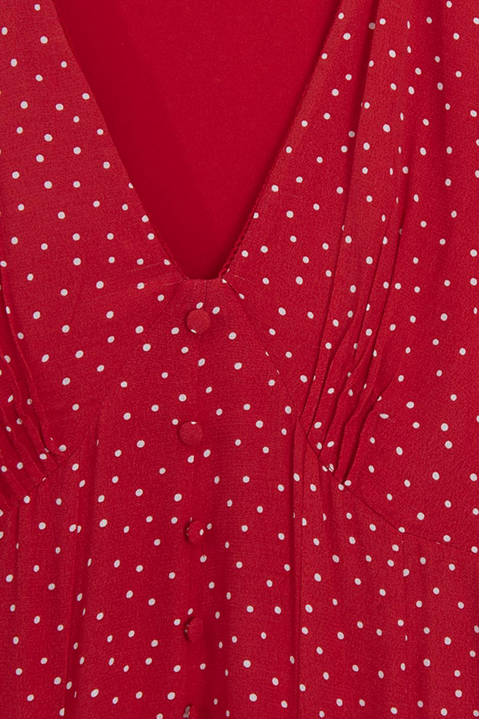 Polka Dot Ruffled Midi Dress Red polka dots