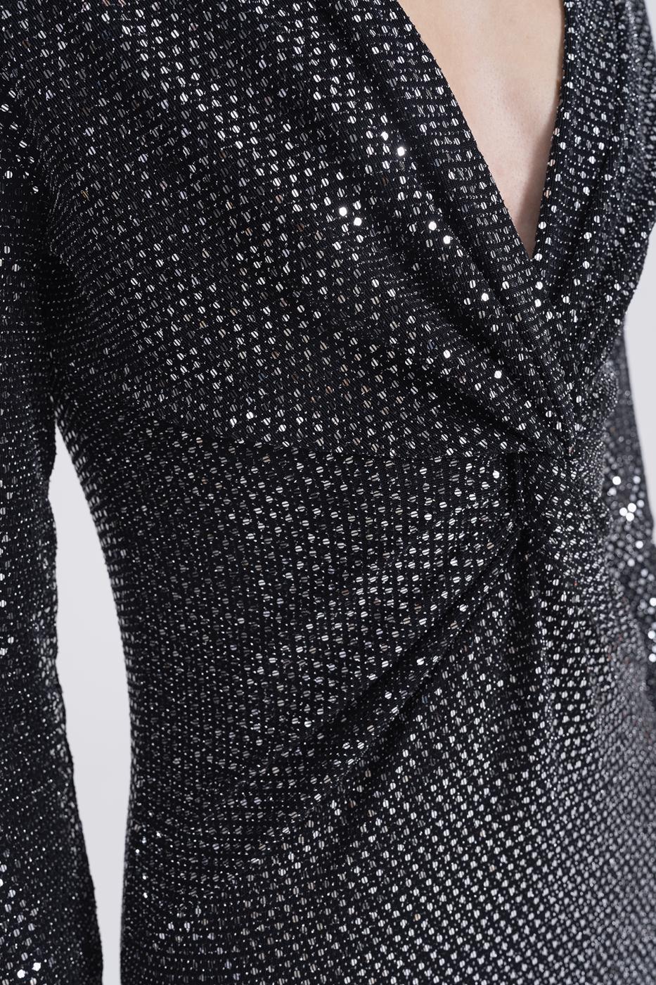 Sequined Twisted Maxi Dress Silver