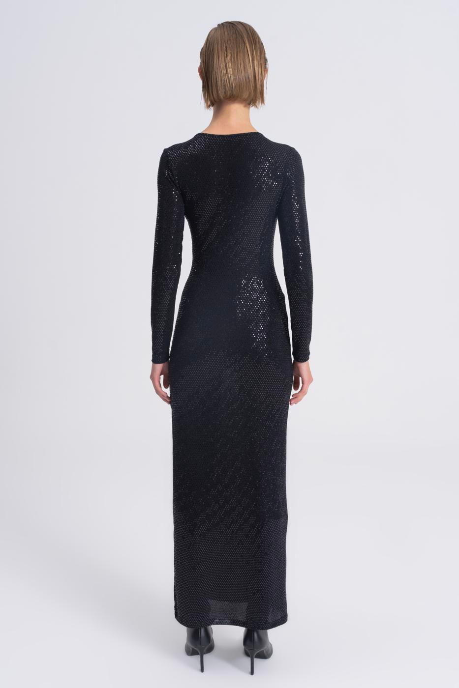 Sequined Twisted Maxi Dress Black