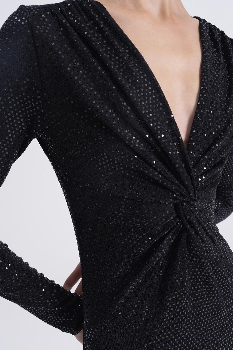 Sequined Twisted Maxi Dress Black