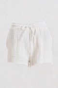 Relaxed Fit Textured Mini Shorts White