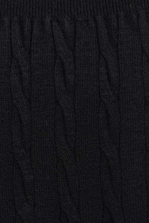 Braided Knit Midi Narrow Skirt Black
