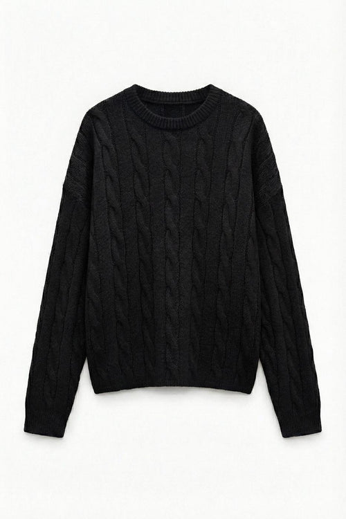 Braided Oversize Sweater Black