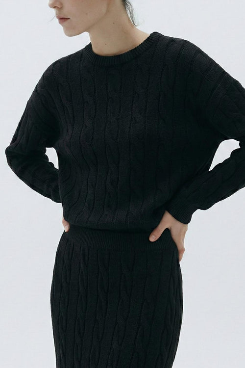 Braided Oversize Sweater Black