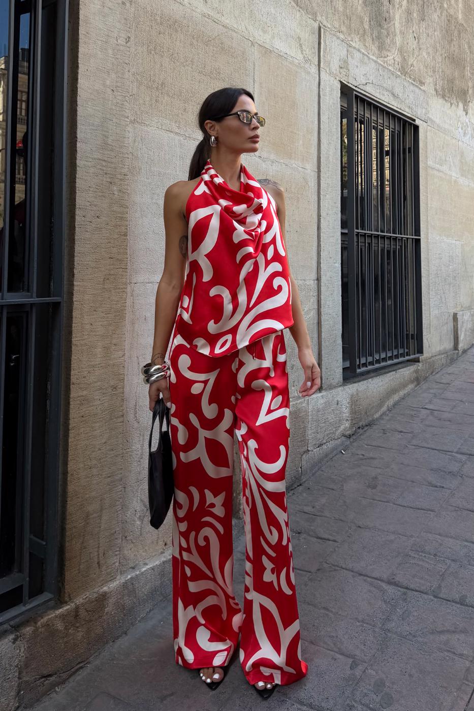 Satin Wide-Leg Trousers