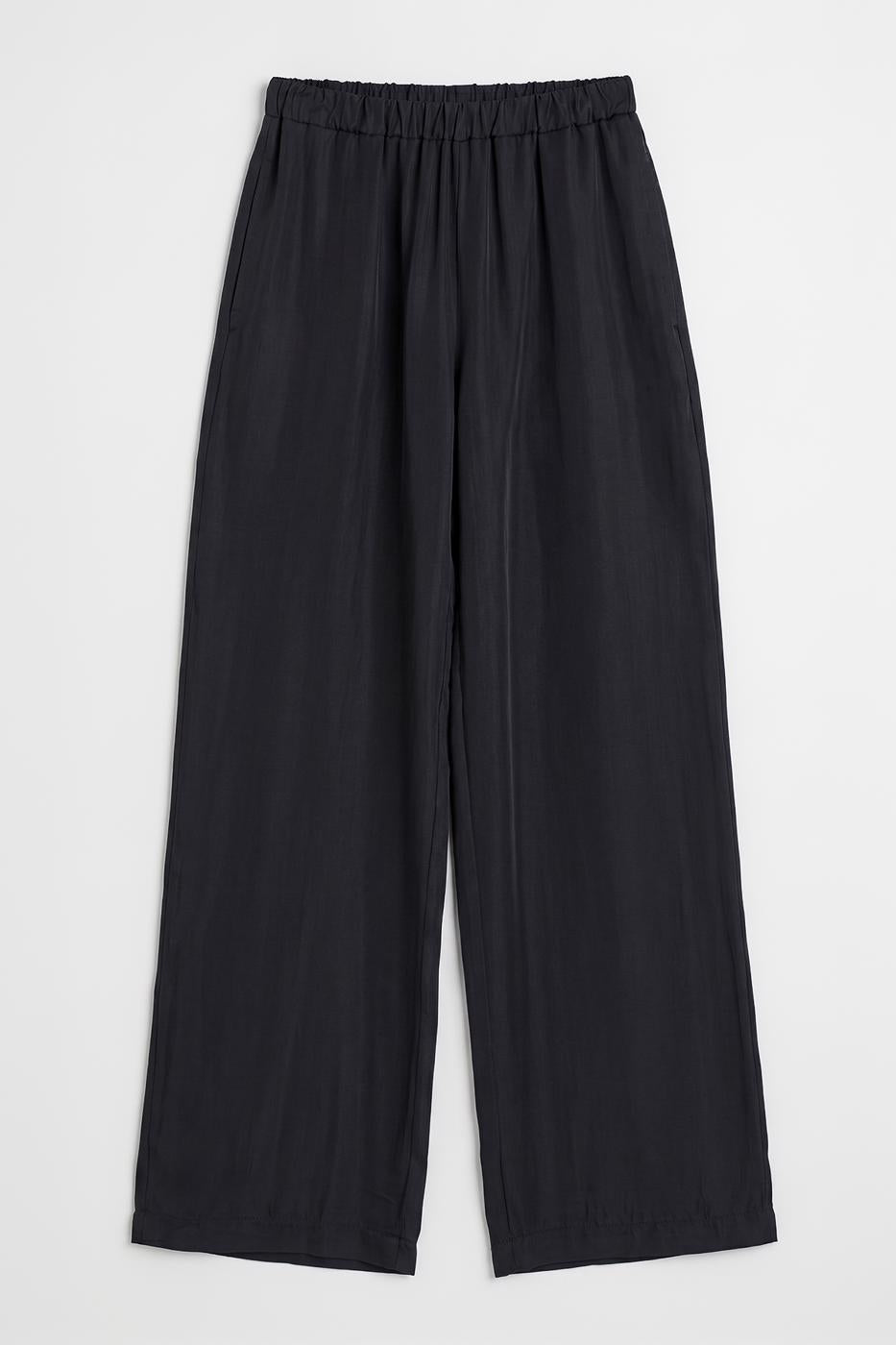 Wide-leg satin trousers Black