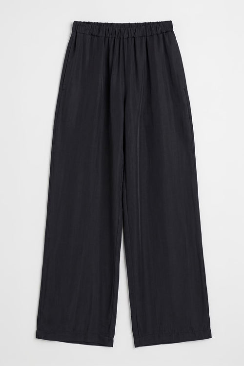 Wide-leg satin trousers Black