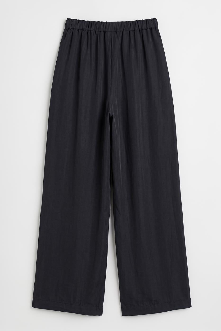 Wide-leg satin trousers Black