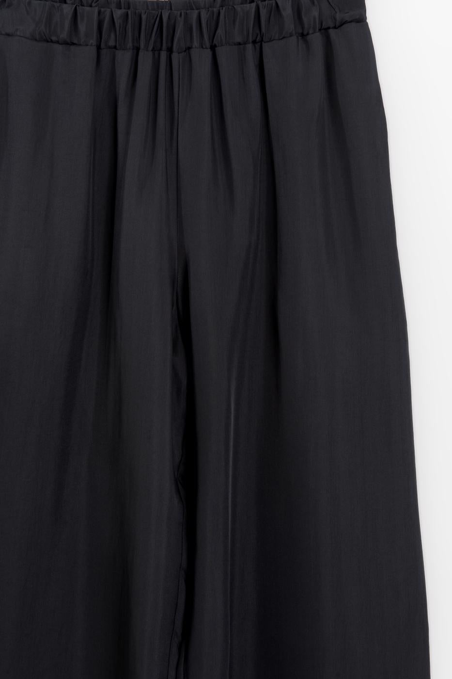 Wide-leg satin trousers Black