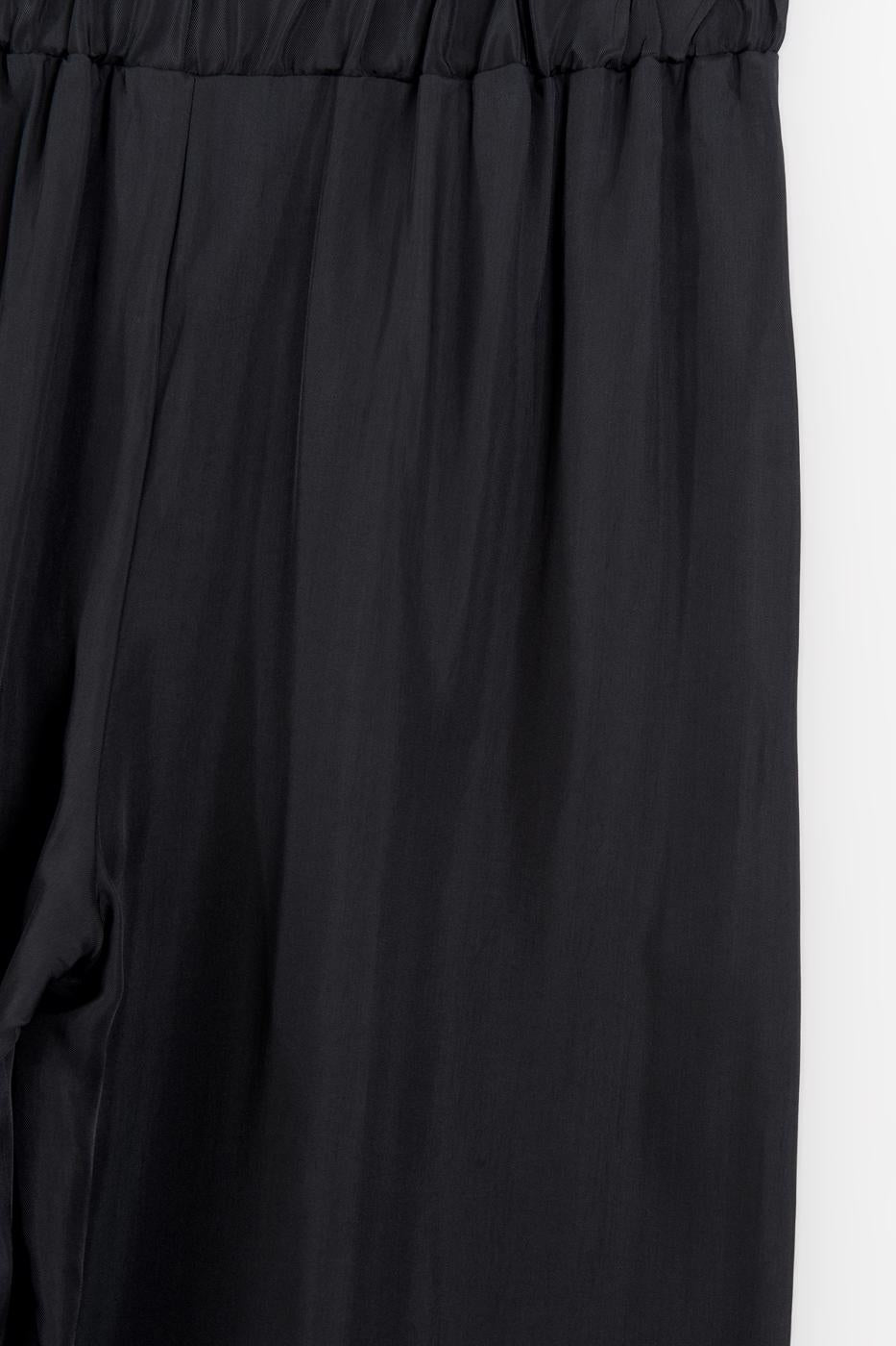 Wide-leg satin trousers Black