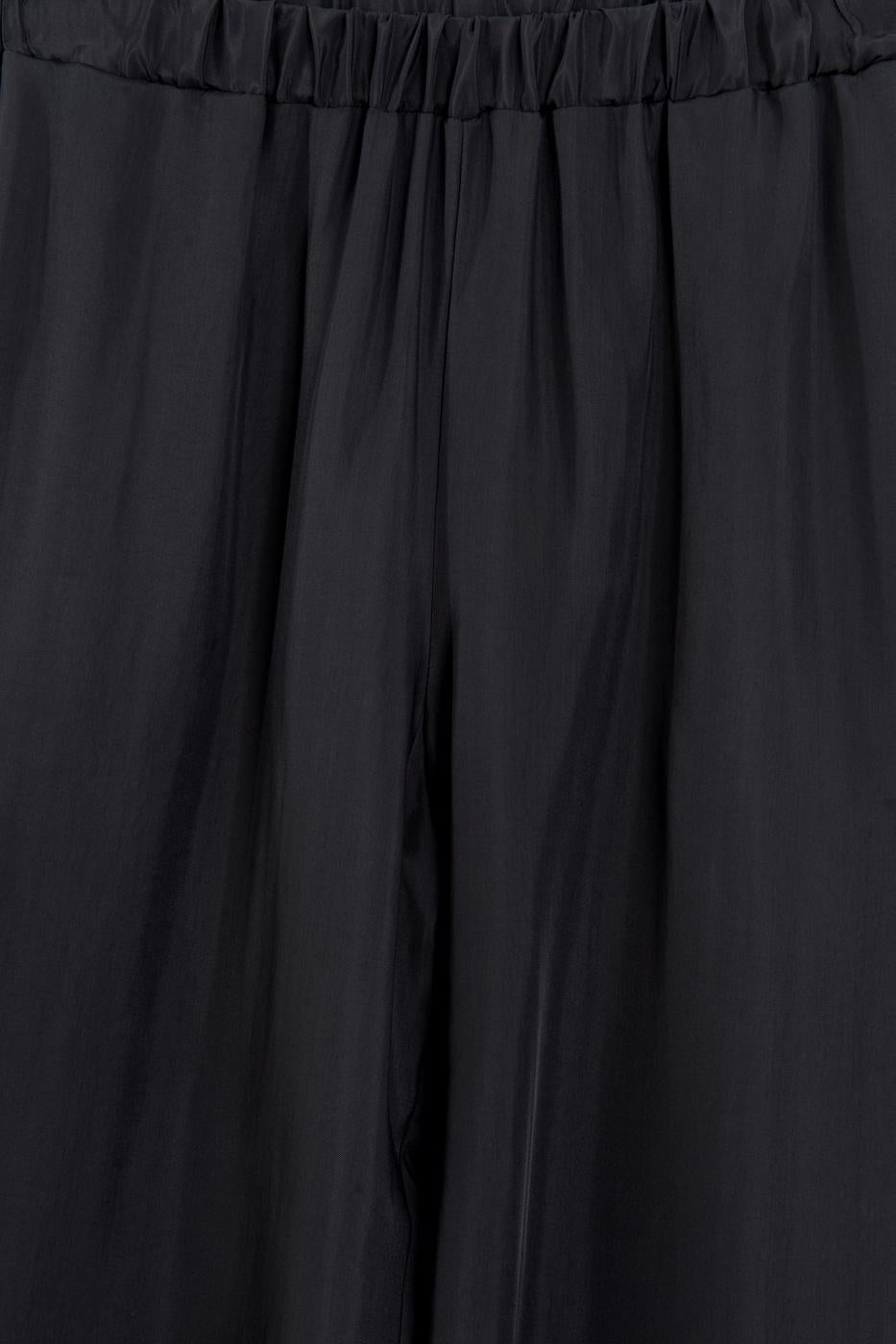 Wide-leg satin trousers Black