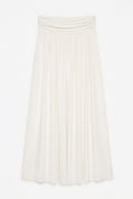 Satin Ruched Maxi Skirt Off whıte