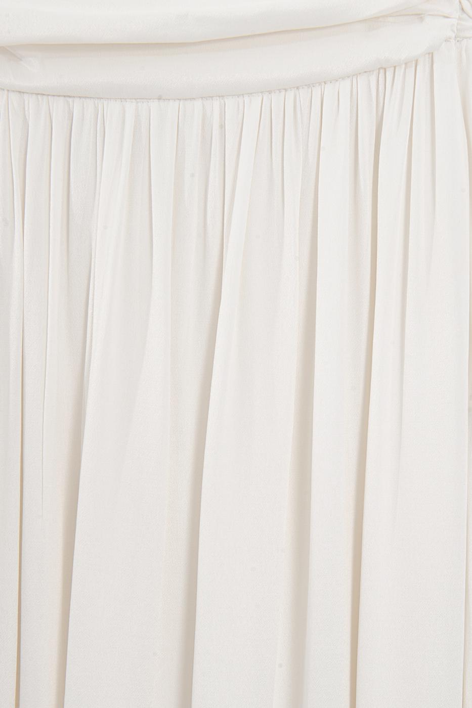 Satin Ruched Maxi Skirt Off whıte